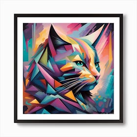 Geometric Cat Art Print