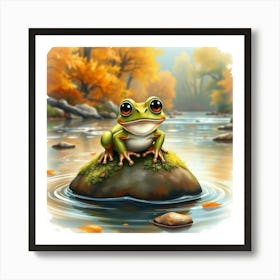 Frog on A Rock Art Print