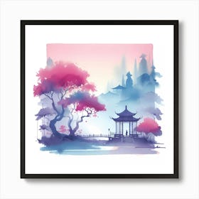 Chinese Watercolor Painting 3 Art Print