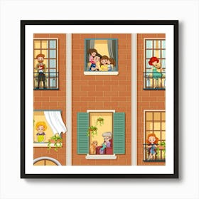 Family Living In A House Art Print