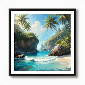 Tropical Beach Painting Art Print