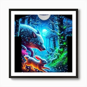 Neon fox Art Print