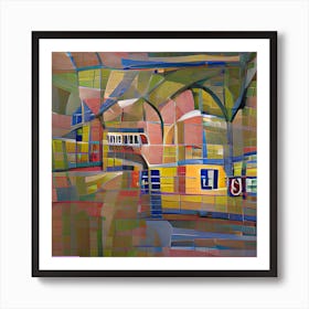 Train station with the cubist movement. Art Print