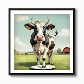 Cow On A Plate Art Print