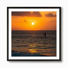 Relax Ocean Glow Earth Horizon Idylli Light Calm Dawn Paradise Sunrise Splash Banner At (14) Art Print