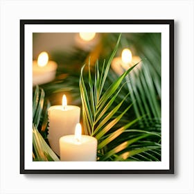 Palm Leaves And Candles Art Print