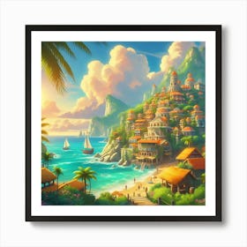 Beachside Village 8 Art Print