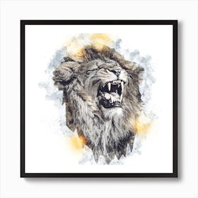 Lion Art Illustration In A Photomontage Style 09 Art Print