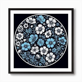 Blue And White Flowers 1 Art Print