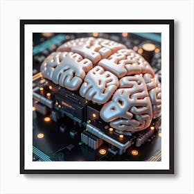 Brain On A Circuit Board 1 Art Print