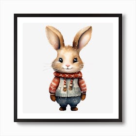 Rabbit In Winter Clothes Art Print