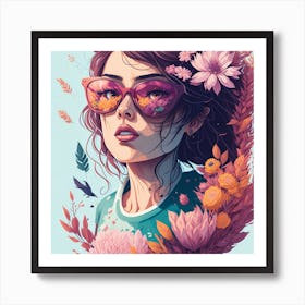 Girl In Sunglasses Art Print