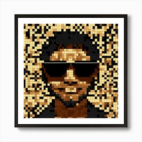 Pixel Art Of A Black Off White Sunglass From The F (1) Art Print