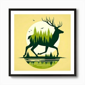 Deer silhouette Art Print