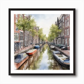 Canal Belt Amsterdam Neighborhood, Watercolour 2 Art Print 1 Art Print