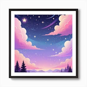 Sky With Twinkling Stars In Pastel Colors Square Composition 140 Art Print