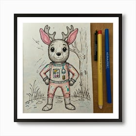 Deer In Space 2 Art Print