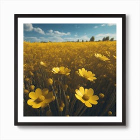 Field Of Yellow Flowers 34 Art Print