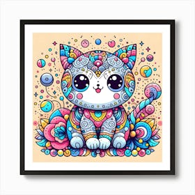 Psychedelic Cat 4 Art Print