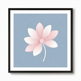 A White And Pink Flower In Minimalist Style Square Composition 431 Art Print