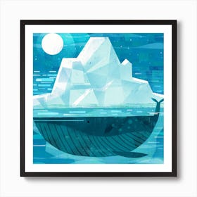 Iceberg Whale Square Art Print