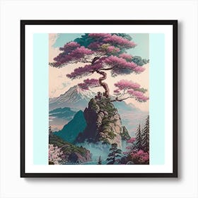 S One Tree On The Top Of The Mountain Towering A Art Print