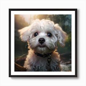 White Dog In The Forest 1 Art Print