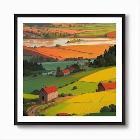 Landscape Of Farmland Art Print