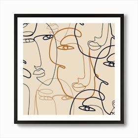 Abstract Portraits Of Faces Art Print