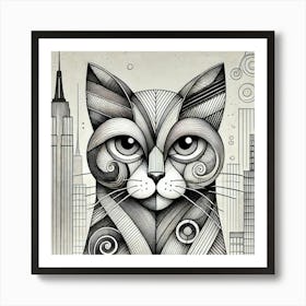 Quill Street City Cat Art Print