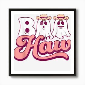 Retro Groovy Boo Haw Western Cowboy Cowgirl Ghost Halloween Poster