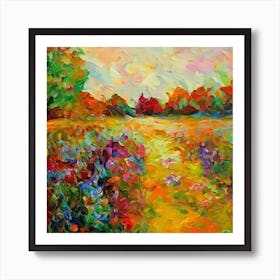 Landscape Painting Flowers Poster