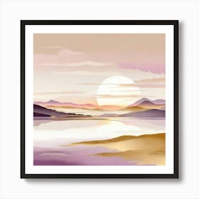 Sunset In The Mountains gold and lilac 3 Art Print