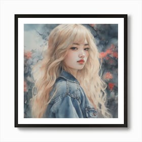 Girl With Long Blonde Hair Art Print