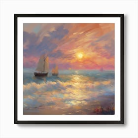 Claude Monet inspired seascape 2 Art Print