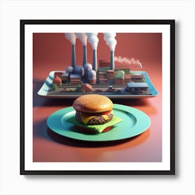 Burger On A Plate 73 Art Print