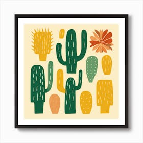 Rizwanakhan Simple Abstract Cactus Non Uniform Shapes Petrol 35 Art Print