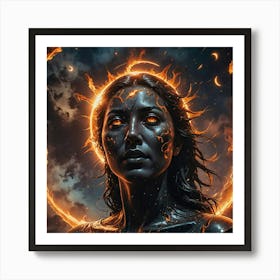 Woman In Flames Art Print