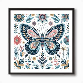 Scandinavian style,Pattern with colorful Butterfly 1 Art Print