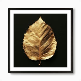 Gold Leaf On Black Background Art Print