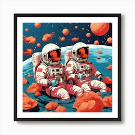 Astronauts In Space Art Print