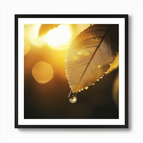 Water Drop On A Leaf Art Print