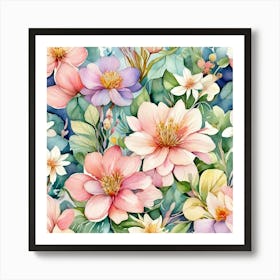 Watercolor Floral Pattern 1 Art Print