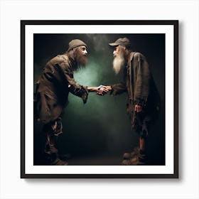 Two Old Men Shaking Hands Art Print