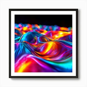 3d Light Colors Holographic Abstract Future Movement Shapes Dynamic Vibrant Flowing Lumi (15) Art Print