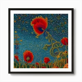 Poppies In The Sky Art Print