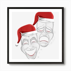 Theater Mask Santa Hat Christmas Pajama Musical Broadway Art Print