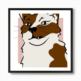 White and brown Cat Art Print