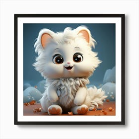 Cute White Cat 5 Art Print