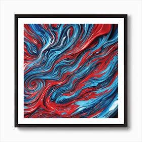 Red, Blue, And White Swirl Art Print